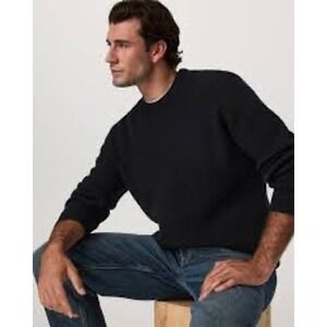 Vuori Denver Waffle Crew Sweater Men's XL Black Merino Wool Blend NWT Minimalist